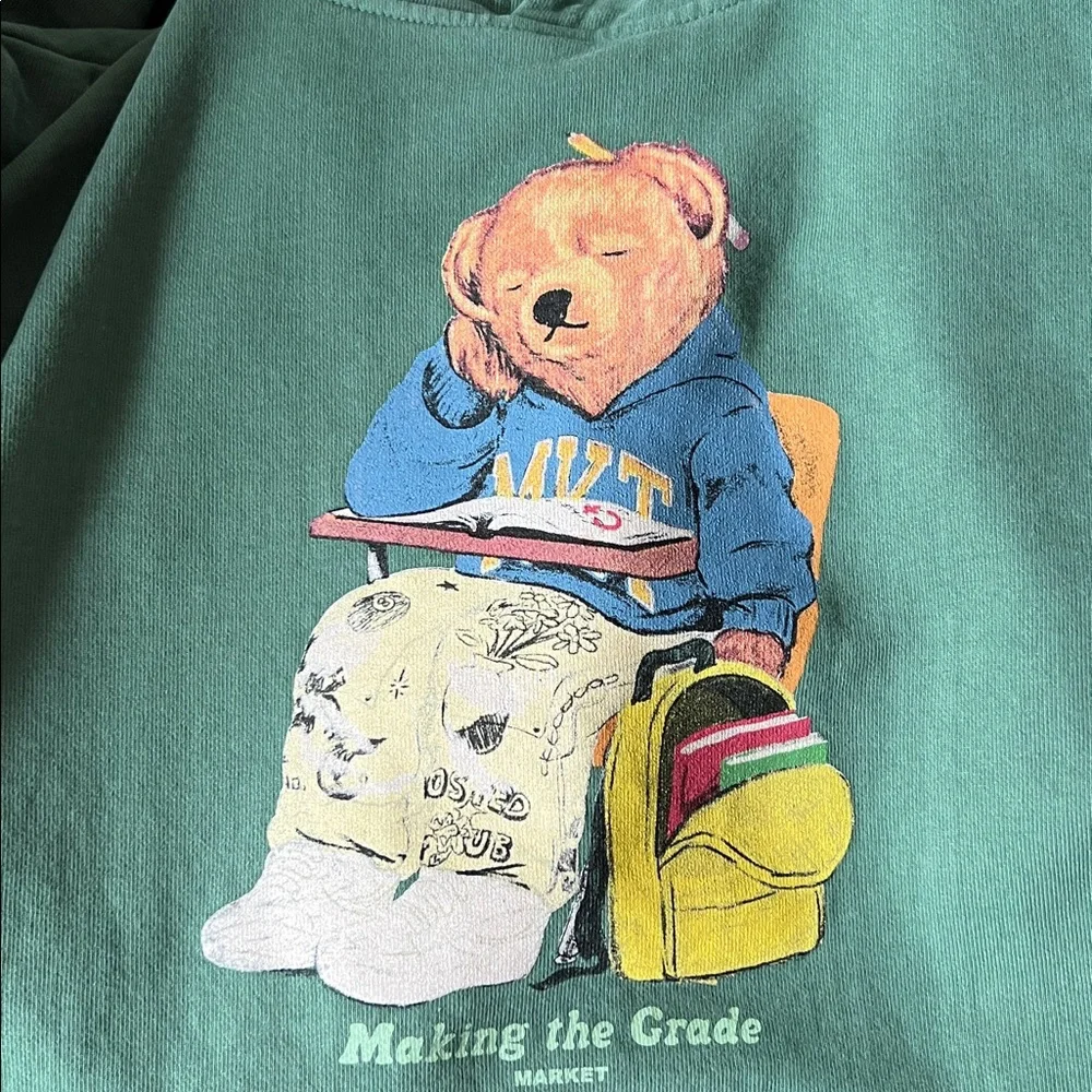 Market Making The Grade Green Bear Graphic Hoodie Mens